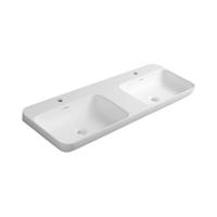 Wastafel Sapho Niagara Rechthoek Dubbel 120x40x14 cm Solid Surface Mat Wit Sapho - thumbnail