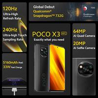 Xiaomi POCO X3 NFC Smartphone RAM 6GB ROM 128GB 6,67”FHD+ LCD DotDisplay 5,160 mAh (typ) batterij met hoge capaciteit Grijs [Globale versie] - thumbnail