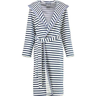 Cawö Cawö Dames Badjas met Capuchon 6596 Navy 46