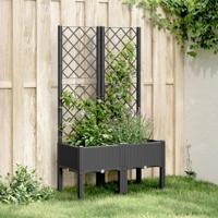 VidaXL Plantenbak met latwerk 80x40x142 cm polypropeen zwart - thumbnail