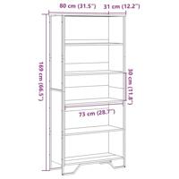 Boekenkast 80x31x169 cm bewerkt hout zwart - thumbnail