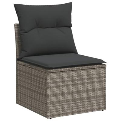 7-delige Loungeset met kussens poly rattan grijs 7-delige Loungeset met kussens poly rattan grijs