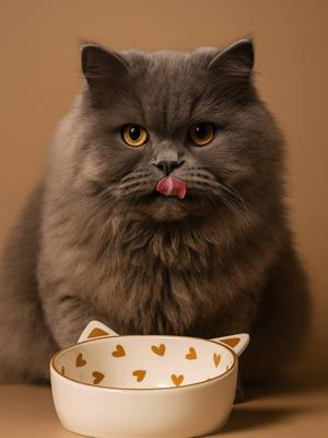 Set van 2 keramische kattenbakken FAMILY wit, bedrukt