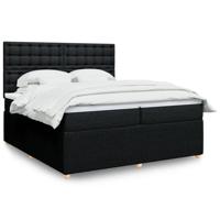 Boxspring met matras stof zwart 200x200 cm - thumbnail