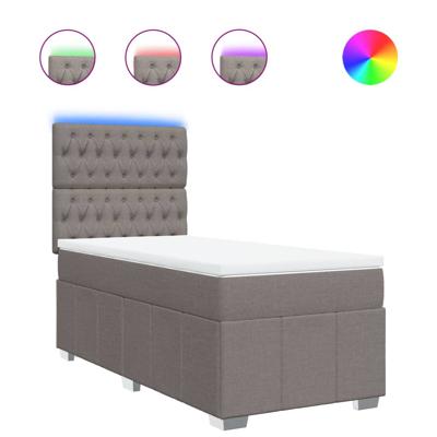 Boxspring met matras stof taupe 100x200 cm - thumbnail