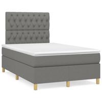 Boxspring met matras stof donkergrijs 120x200 cm - thumbnail