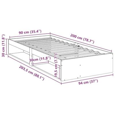 Slaapbank zonder matras 90x200 cm massief grenenhout wit