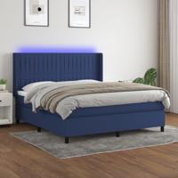Boxspring met matras en LED stof blauw 160x200 cm - thumbnail