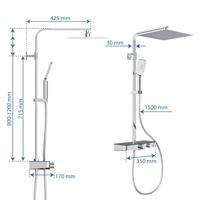 Regendouche Opbouwset Thermostatisch Schutte Ocean 3 Functies Glazen Planchet Chroom Antraciet Schütte - thumbnail