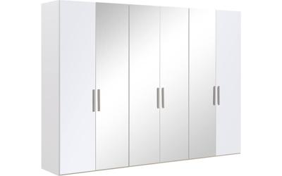 Goossens Kledingkast Easy Storage Ddk, Kledingkast 304 cm breed, 220 cm hoog, 2x glas draaideur en 4x spiegel draaideur midden