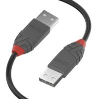 LINDY 36693 USB-kabel USB 2.0 USB-A stekker, USB-A stekker 2.00 m Zwart, Grijs - thumbnail