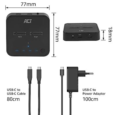 ACT Connectivity M.2 NVMe/PCIe dual SSD docking clone station, USB-C 3.2 Gen2 dockingstation