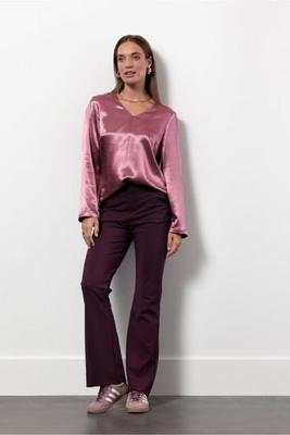 Studio Anneloes Madison Satin Top 13368 T-shirt Lange Mouw 4500 Vintage Berry