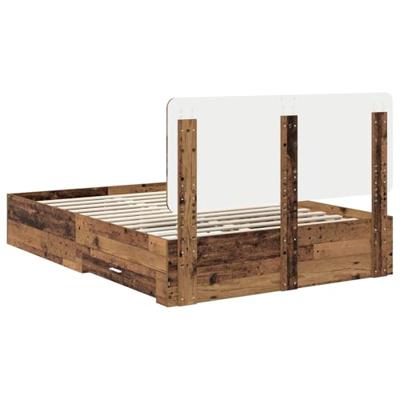 Bedframe met hoofdeinde Oudhout 140 x 190 cm Bewerkt hout