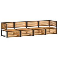 4-delige Loungeset met kussens massief acaciahout - thumbnail