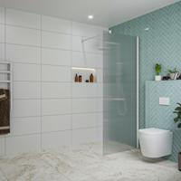 Fortifura Galeria inloopdouche - 80x200cm - ribbelglas - wandarm - mat wit SW797952/SW797906 - thumbnail