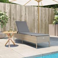Ligbed met kussen poly rattan beige - thumbnail