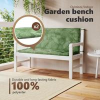 Tuinbankkussens 2 st bladpatroon 120x50x7 cm stof - thumbnail