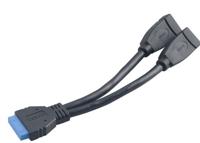 Akasa AK-CBUB09-15BK USB-kabel USB 3.2 Gen1 (USB 3.0 / USB 3.1 Gen1) Shrouded header 19-polig, USB-A bus 0.15 m Zwart Vergulde steekcontacten, UL gecertificeerd - thumbnail