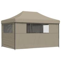 VidaXL Partytent inklapbaar pop-up met 4 zijwanden taupe - thumbnail