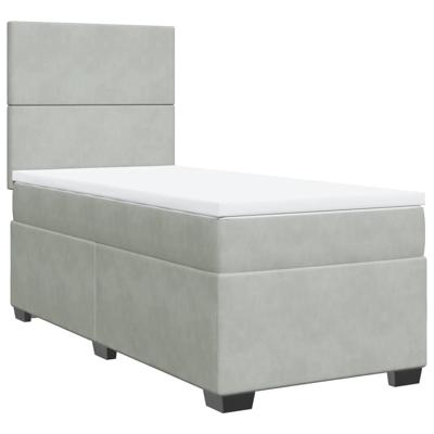Boxspring met matras fluweel lichtgrijs 100x200 cm