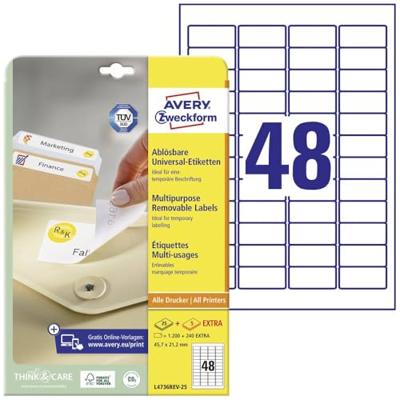 Etiket avery l4736rev-25 45.7x21.2mm wit 1200st