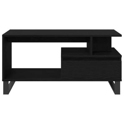 Salontafel met lade Zwart Eiken 90 x 49 x 45 cm Bewerkt hout