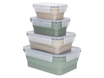 SILVERCREST Opvouwbare vershoudbakjes of lunchbox (Rechthoekig 4-delig) SILVERCREST Opvouwbare vershoudbakjes of lunchbox (Rechthoekig 4-delig)