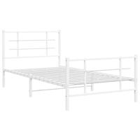 Bedframe met hoofd- en voeteneinde metaal wit 107x203 cm - thumbnail