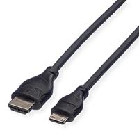 ROLINE Monitorkabel HDMI High Speed met Ethernet, HDMI Male - Mini HDMI Male, 0,8 m - thumbnail