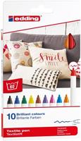 Edding textielpen 4600, set van 10 stuks in geassorteerde kleuren - thumbnail