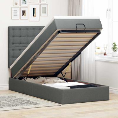 Ottoman bed met matras en LED's 100x200cm stof donkergrijs - thumbnail