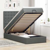 Ottoman bed met matras en LED's 180x200cm stof donkergrijs - thumbnail