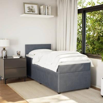 Boxspring met matras fluweel donkergrijs 90x200 cm - thumbnail