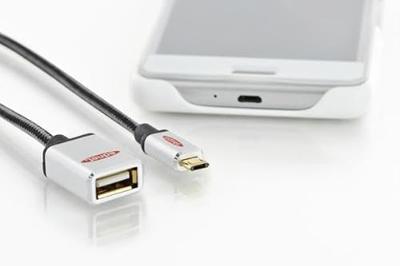EDNET USB 2.0 adapterkabel OTG type micro B - A st/Bu 03m High Speed micro B omkeerbaar