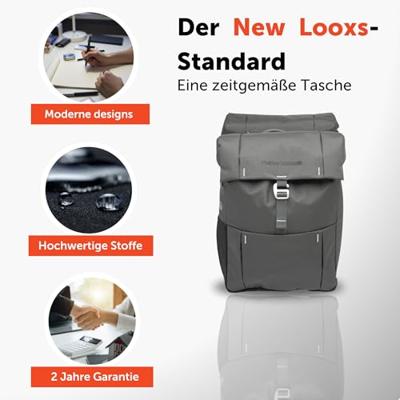 Newlooxs Vigo double fietstas - sportief, waterafstotend, zwart/grijs