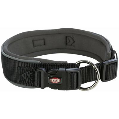 TRIXIE PREMIUM HALSBAND HOND EXTRA BREED ZWART / GRAFIET GRIJS 46-55X5 CM