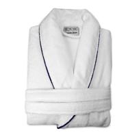 Badjas Deluxe Velours - Wit/Navy - thumbnail