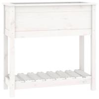 VidaXL Plantenbak met schap 82,5x34,5x81 cm massief grenenhout wit - thumbnail