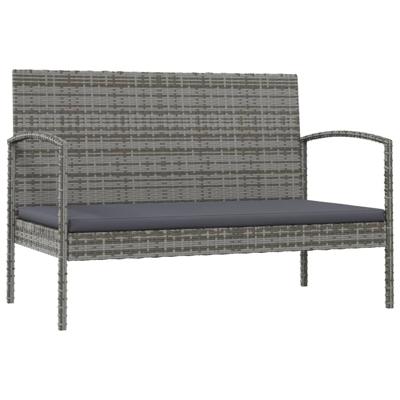 8-delige Loungeset met kussens poly rattan grijs