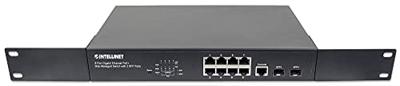 Intellinet 8-Port Gigabit Ethernet PoE+ Web-Managed Switch met 2 SFP-poorten, IEEE 802.3ataf Power Over Ethernet PoE+PoE Compliant, 140 561167, Zwart