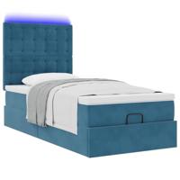 vidaXL Ottoman bed met matrassen en LED's 90x190cm fluweel donkerblauw, bedframe, ottoman bedframe, bedframe met opbergruimte onder het bed - thumbnail