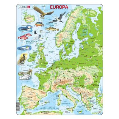 Larsen legpuzzel kaart europa - geografisch met dieren, 87st. Larsen legpuzzel kaart europa - geografisch met dieren, 87st.
