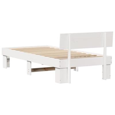 Bedframe met hoofdeinde Wit 75 x 190 cm Massief grenenhout Bedframe met hoofdeinde Wit 75 x 190 cm Massief grenenhout