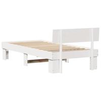 Bedframe met hoofdeinde Wit 90 x 190 cm Massief grenenhout - thumbnail