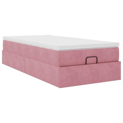 Ottoman bed met matras 140x190cm fluweel roze
