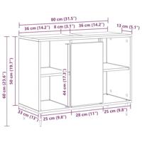 Badkamerkast met plank Zwart 80 x 33 x 60 cm Bewerkt hout - thumbnail