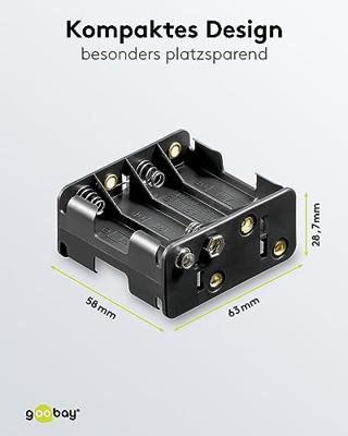 Goobay 11468 AA-batterijhouder voor 8 x Mignon batterijen 1,5 V/batterijhouder met drukknop/open batterijvak 8 AA batterijen FR6 HR6 LR6 / zonder kabel/zwart