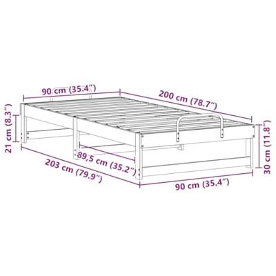 Bedframe met Draaghandvatten Wit 90 x 200 cm Massief grenenhout Bedframe met Draaghandvatten Wit 90 x 200 cm Massief grenenhout