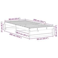 Bedframe met Draaghandvatten Bruin 90 x 200 cm - thumbnail